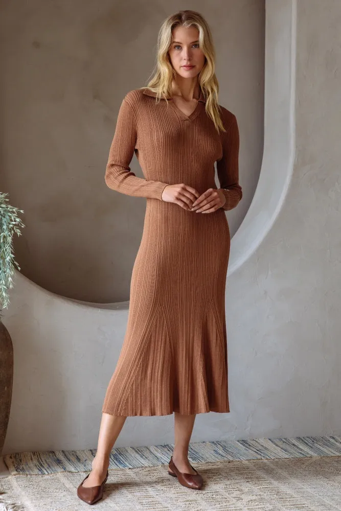 Brown Fit And Flare Midi Dress sold by Pinkblush