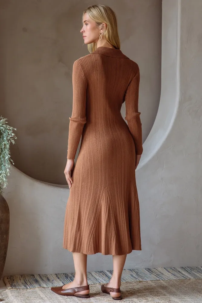 Brown Fit And Flare Midi Dress sold by Pinkblush product image thumbnail 3
