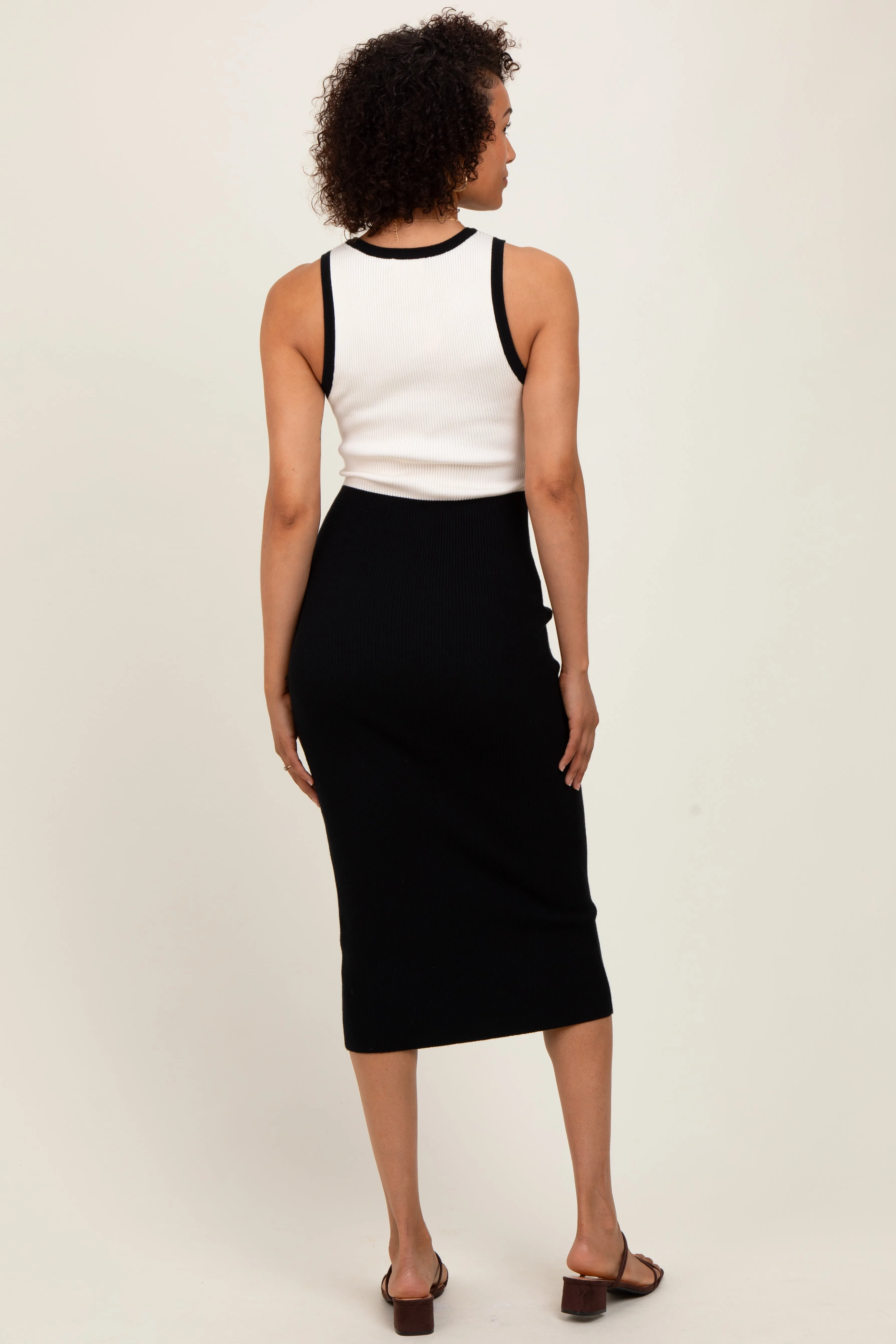 Black Colorblock Sleeveless Cutout Midi Dress sold by Pinkblush product image thumbnail 4