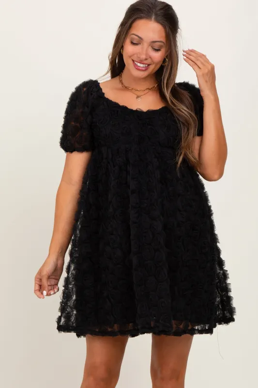 Black Floral Applique Overlay Maternity Dress sold by Pinkblush