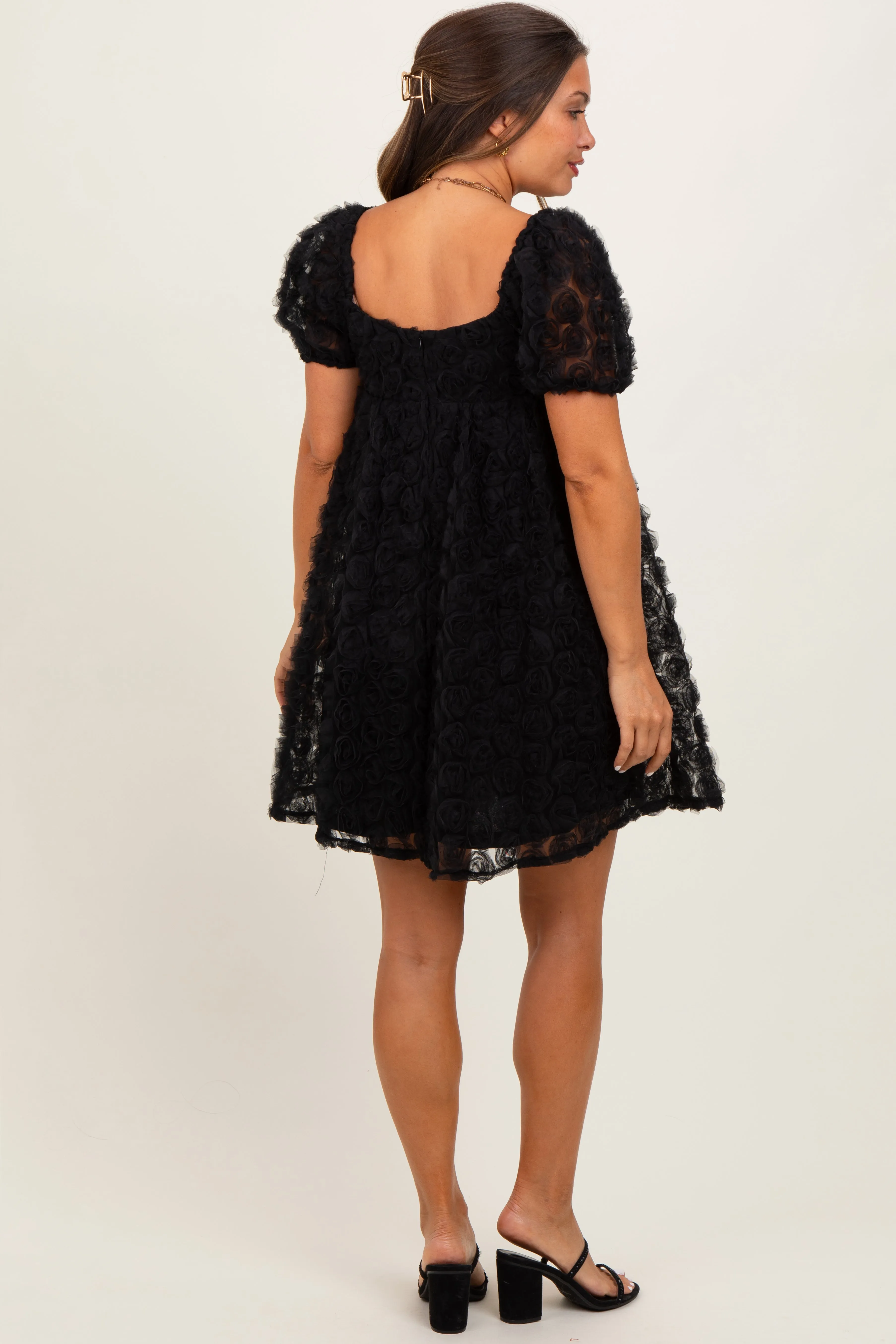 Black Floral Applique Overlay Maternity Dress sold by Pinkblush product image thumbnail 2