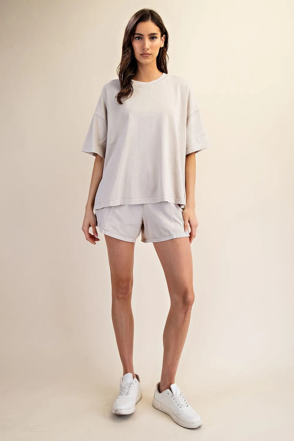 Light Grey Washed Oversized Boxy Tee sold by Pinkblush product image thumbnail 5