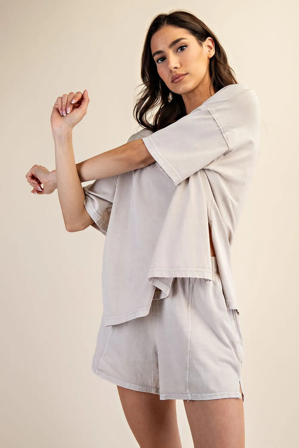 Light Grey Washed Oversized Boxy Tee sold by Pinkblush product image thumbnail 3