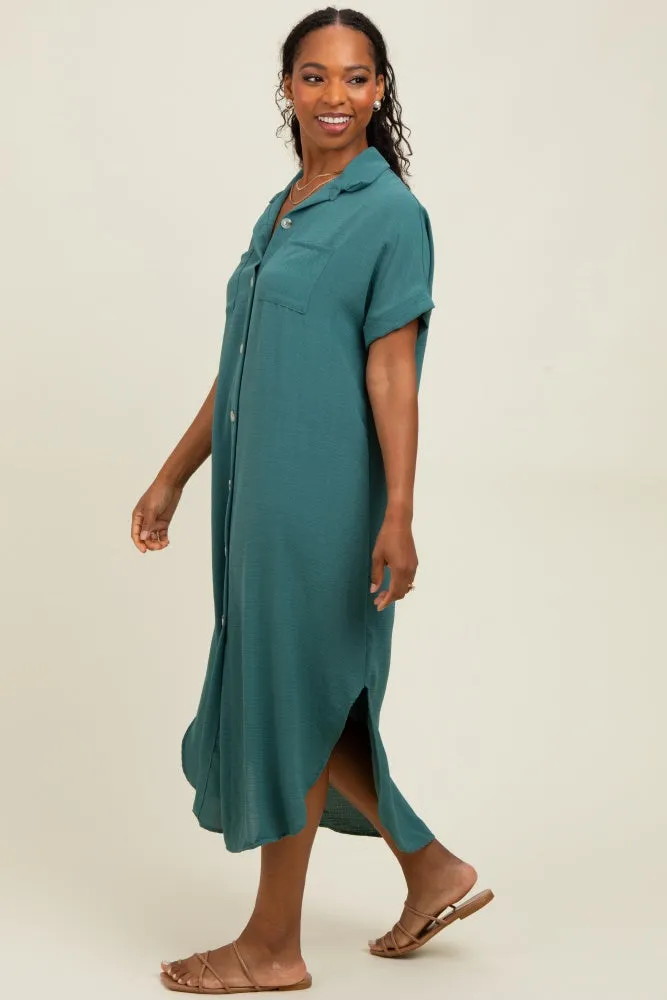 Teal Button Down Hi Low Maxi Dress sold by Pinkblush product image thumbnail 2