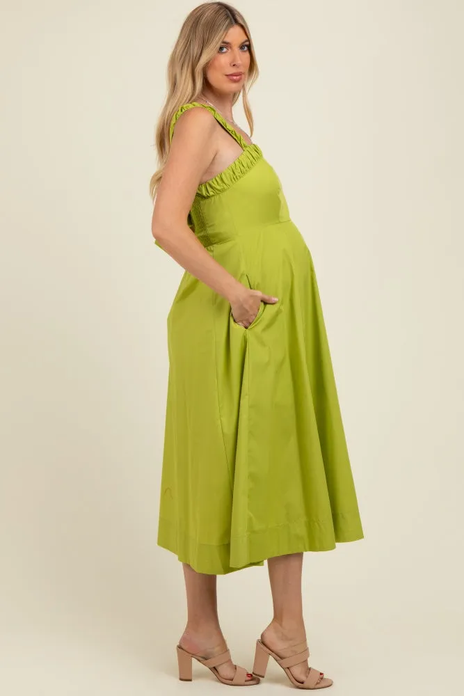 Lime Back Bow Tie Detail Sleeveless Maternity Midi Dress sold by Pinkblush product image thumbnail 3