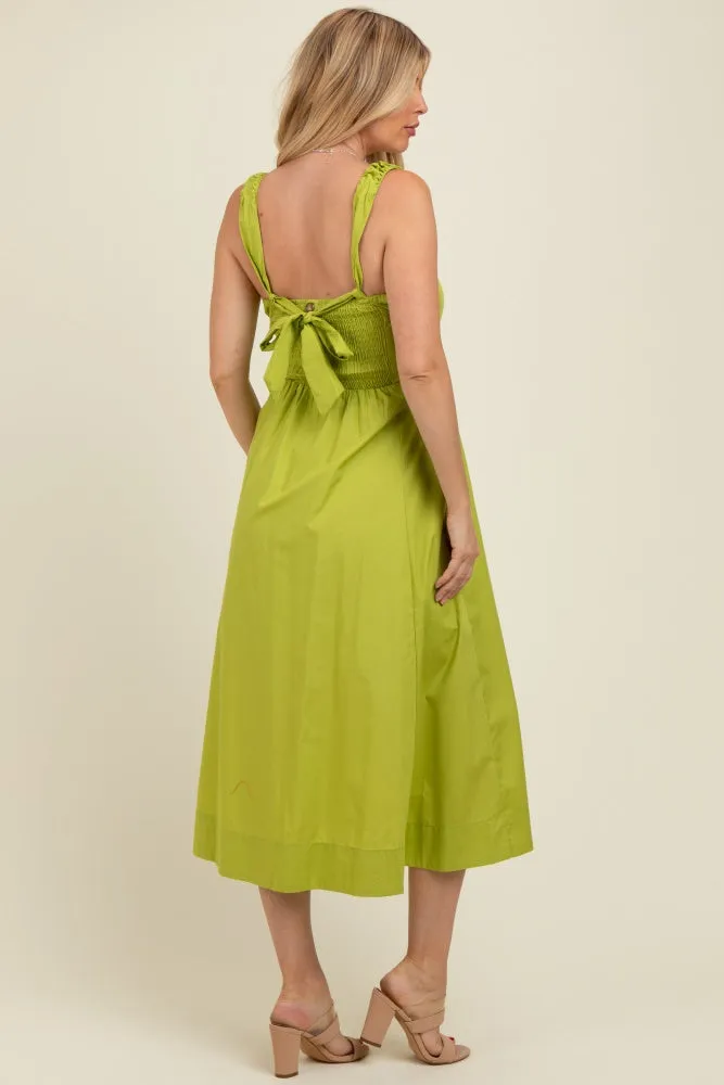 Lime Back Bow Tie Detail Sleeveless Maternity Midi Dress sold by Pinkblush product image thumbnail 4