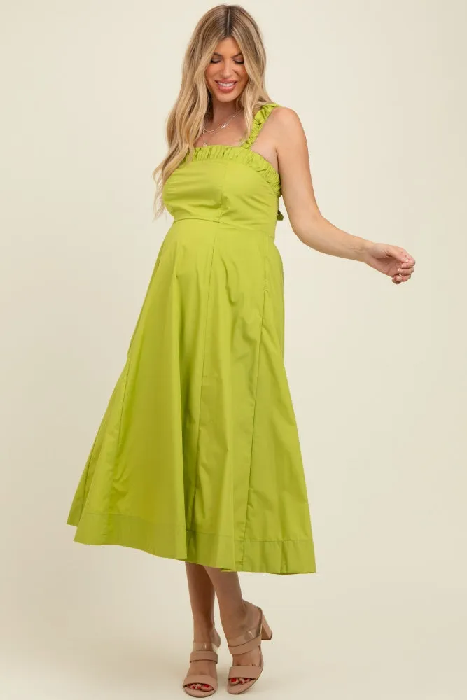 Lime Back Bow Tie Detail Sleeveless Maternity Midi Dress sold by Pinkblush