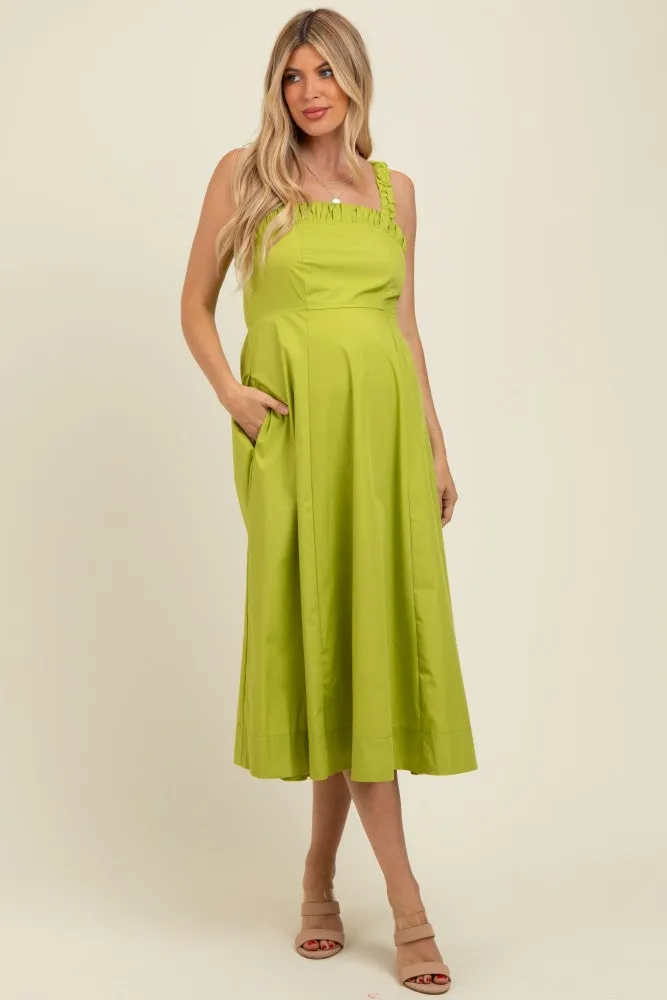 Lime Back Bow Tie Detail Sleeveless Maternity Midi Dress sold by Pinkblush product image thumbnail 2