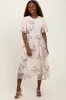 Ivory Floral Embroidered Mesh Maternity Midi Dress sold by Pinkblush