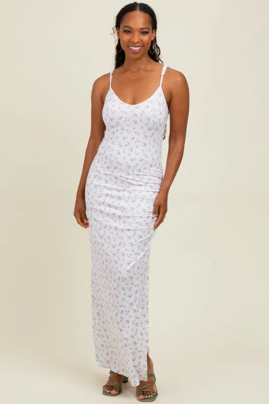 Ivory Spring Floral Print Sleeveless Dress sold by Pinkblush