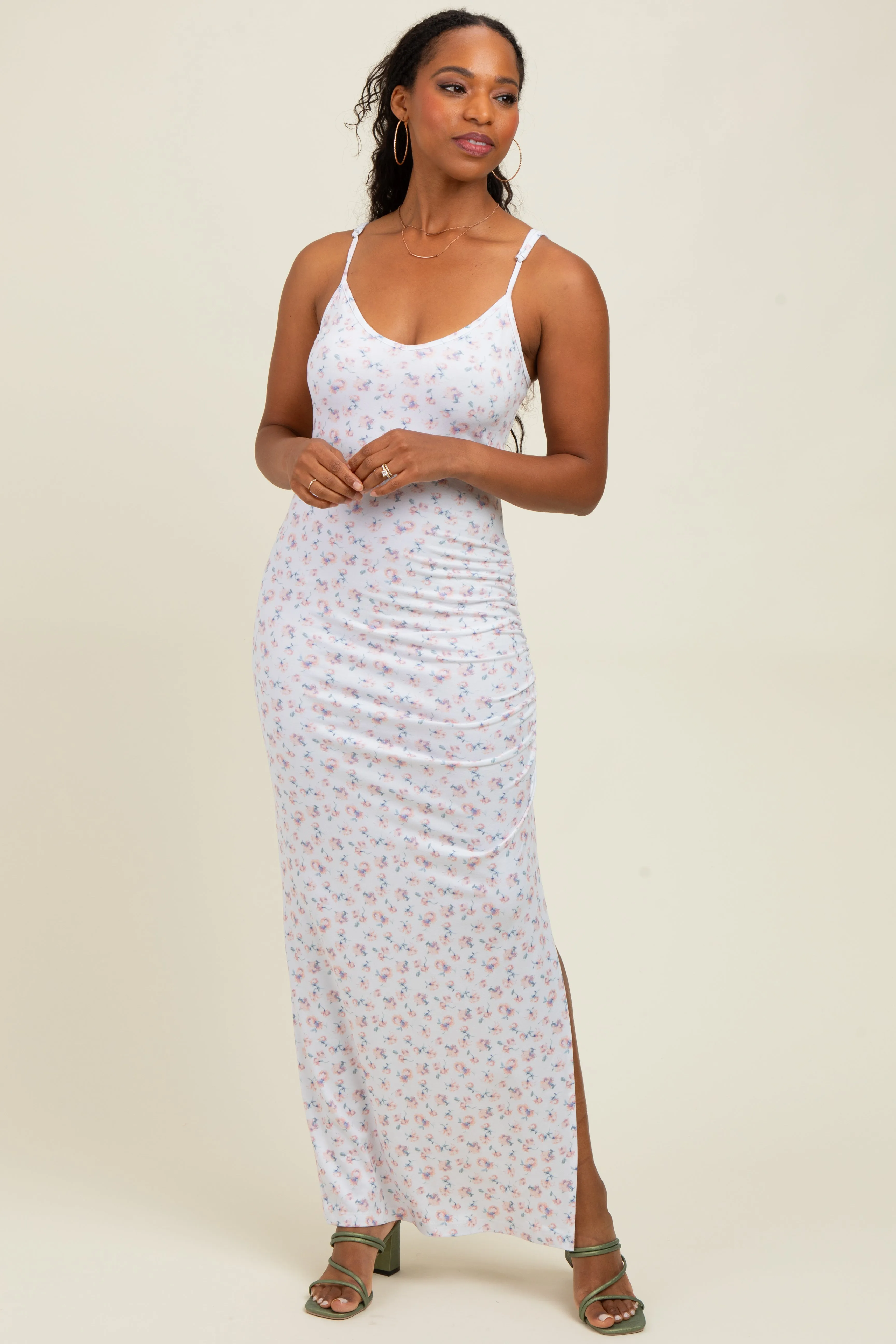 Ivory Spring Floral Print Sleeveless Dress sold by Pinkblush product image thumbnail 2