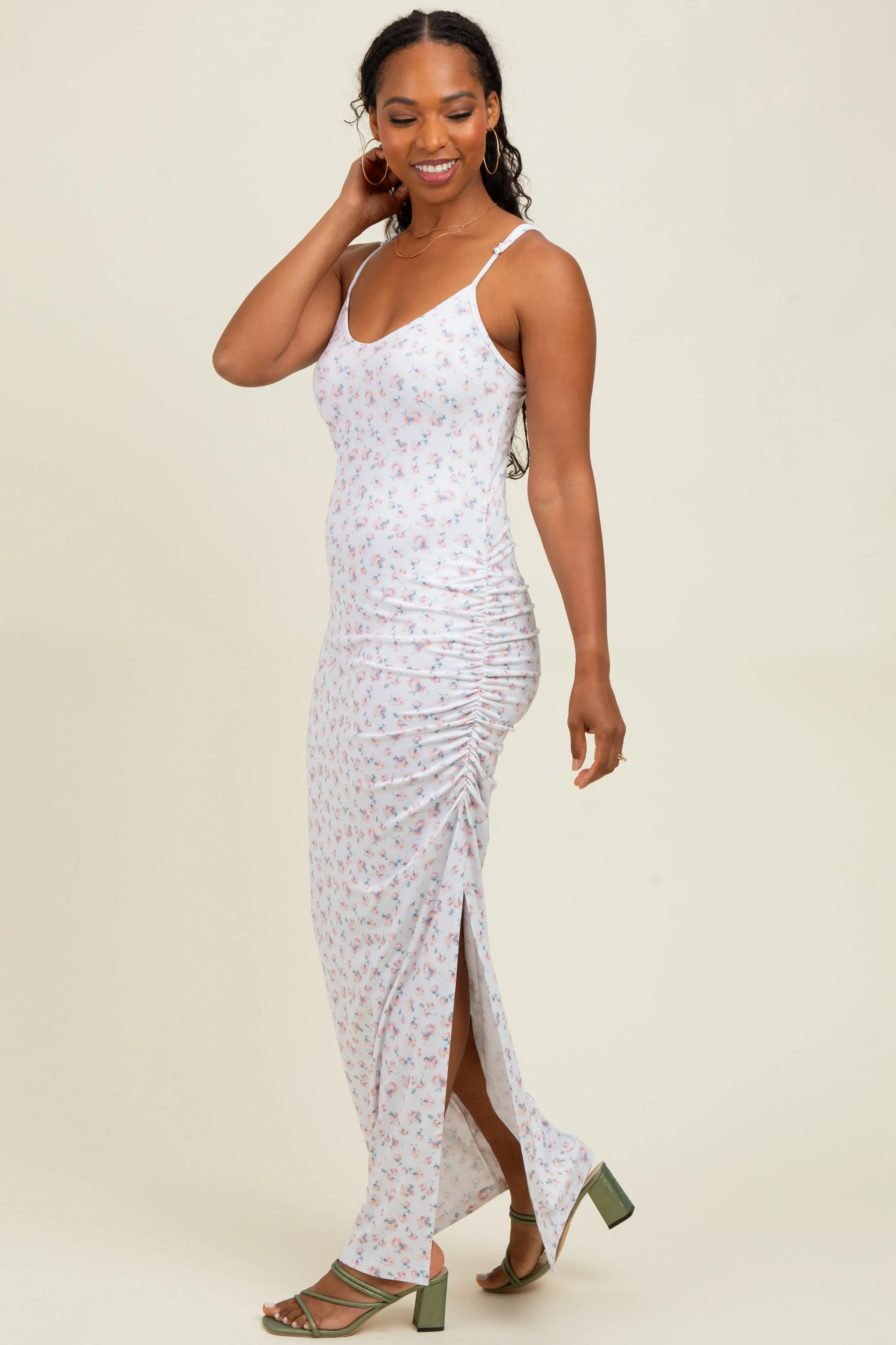 Ivory Spring Floral Print Sleeveless Dress sold by Pinkblush product image thumbnail 3