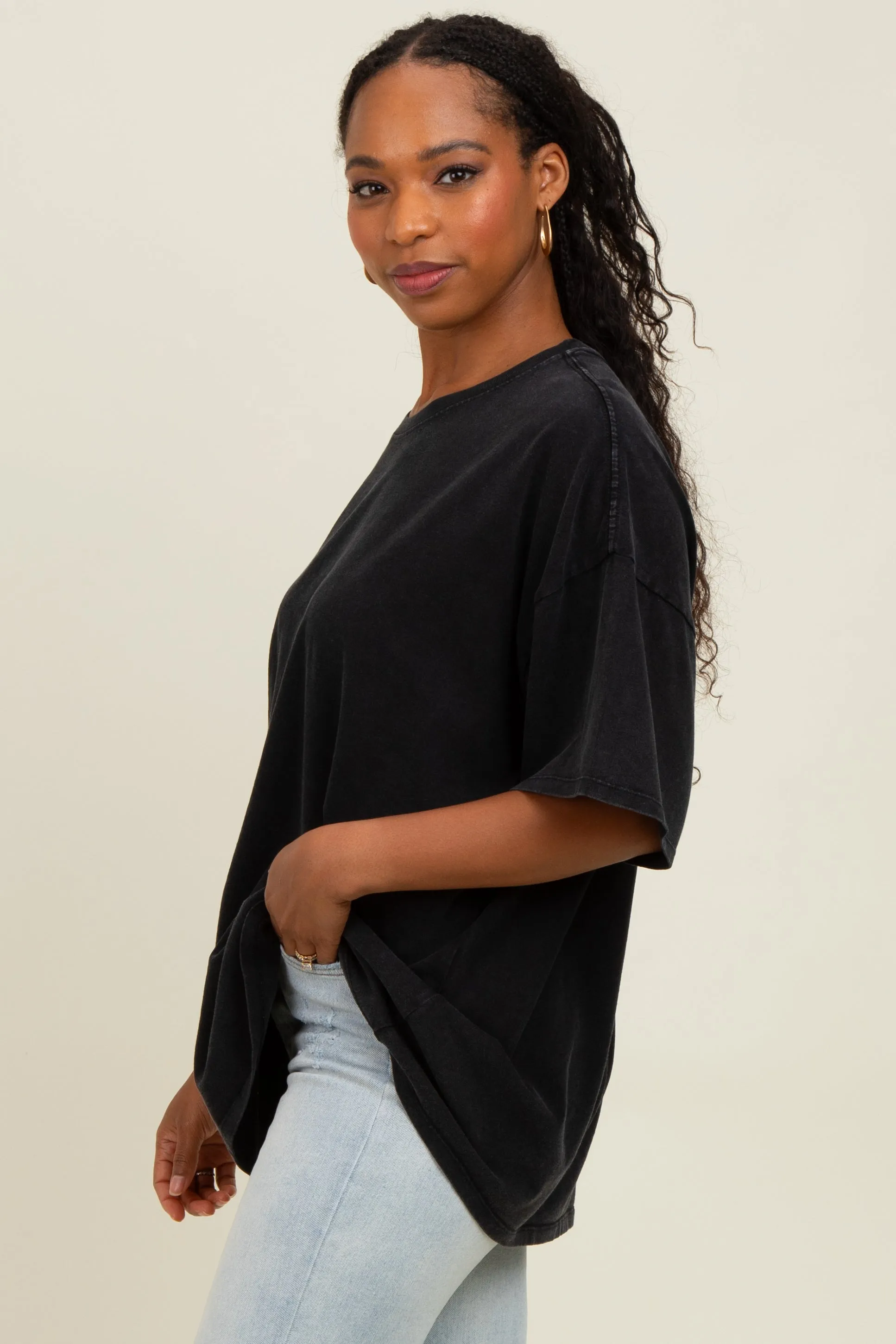 Black Mineral Washed Oversized T-Shirt sold by Pinkblush product image thumbnail 3