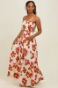 Rust Floral Smocked Top With Maxi Skirt Set sold by Pinkblush