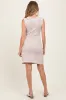 Light Taupe Striped Sleeveless Side Tie Maternity Mini Dress sold by Pinkblush