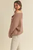 Light Taupe Balloon Sleeve Boat Neck Knit Sweater sold by Pinkblush
