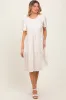 Ivory Floral Short Sleeve Tiered Maternity Midi Dress sold by Pinkblush