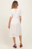 Ivory Floral Short Sleeve Tiered Maternity Midi Dress sold by Pinkblush