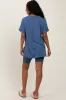 Blue Hi-Low Short Sleeve Tee Biker Short Set sold by Pinkblush