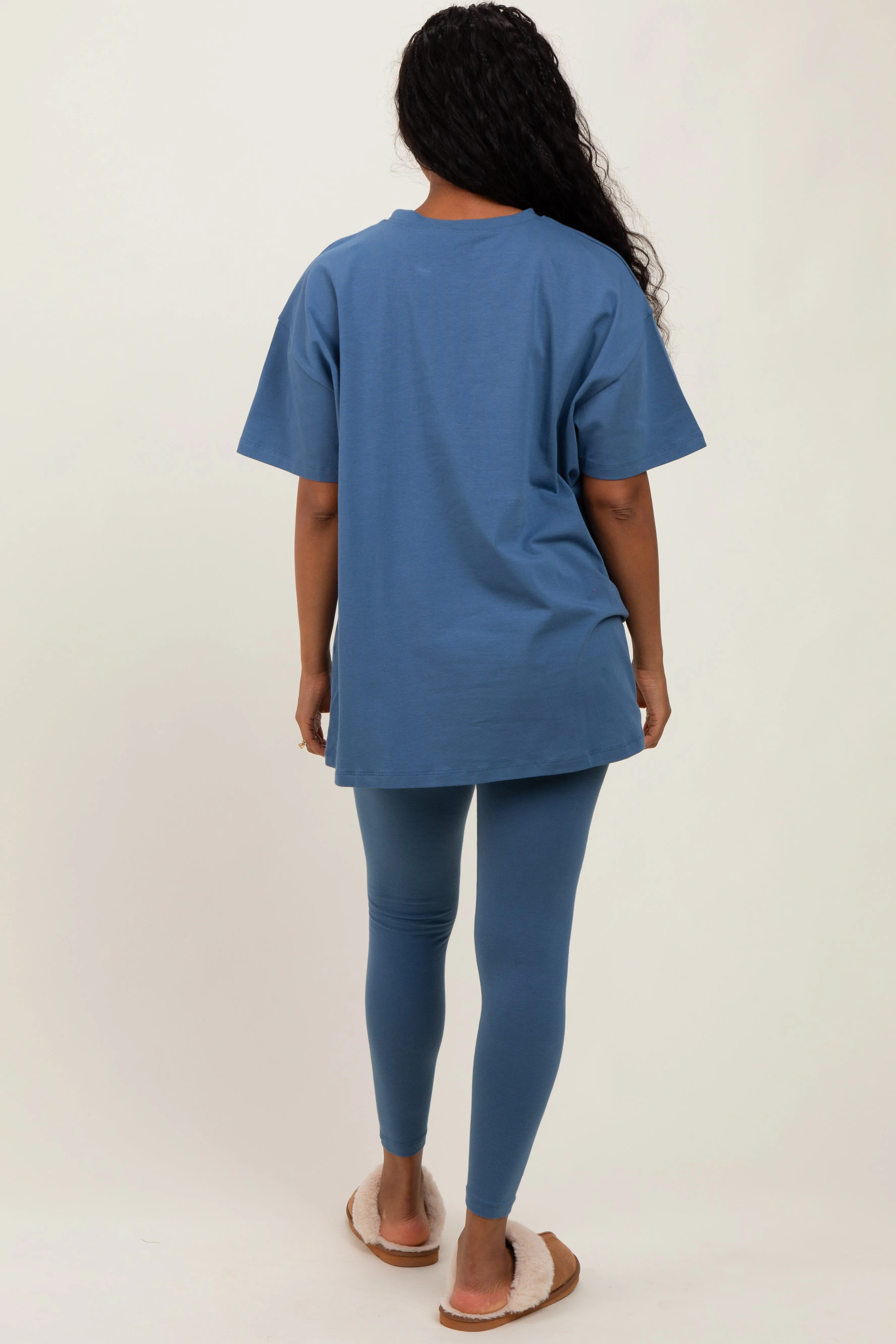 Blue Oversized Crewneck Short Sleeve and Legging Set sold by Pinkblush product image thumbnail 4
