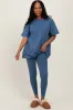 Blue Oversized Crewneck Short Sleeve and Legging Set sold by Pinkblush