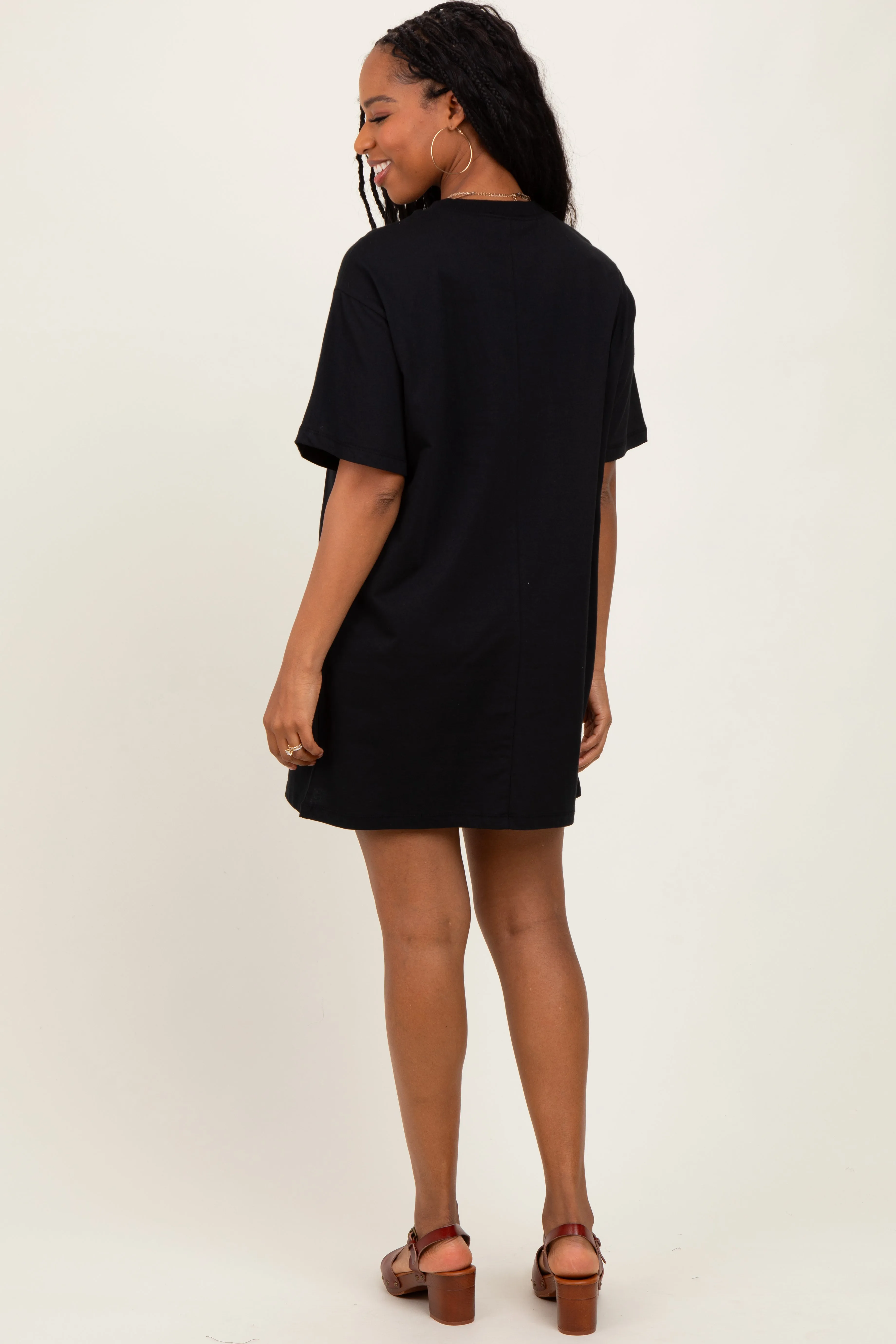 Black Crewneck Short Sleeve T-Shirt Dress sold by Pinkblush product image thumbnail 3