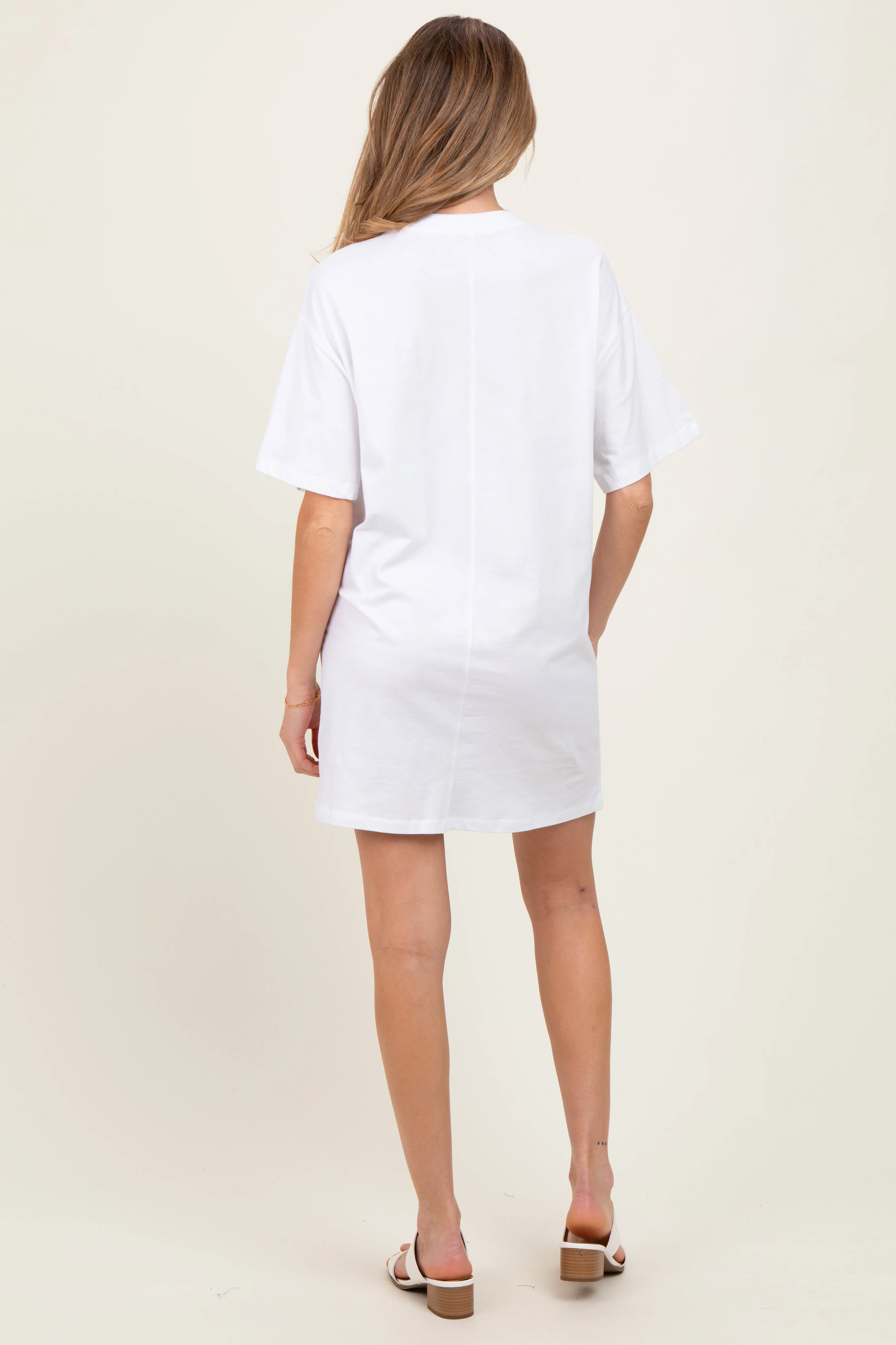 White Crewneck Short Sleeve Maternity T-Shirt Dress sold by Pinkblush product image thumbnail 4