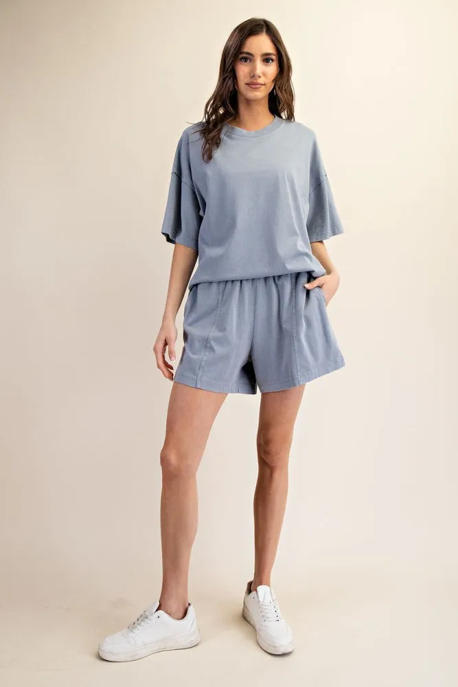 Blue Washed Oversized Boxy Tee sold by Pinkblush product image thumbnail 4