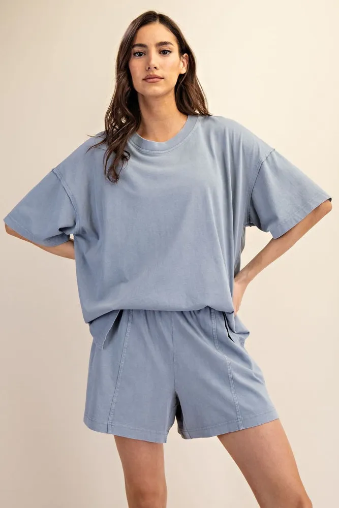 Blue Washed Oversized Boxy Tee sold by Pinkblush product image thumbnail 3