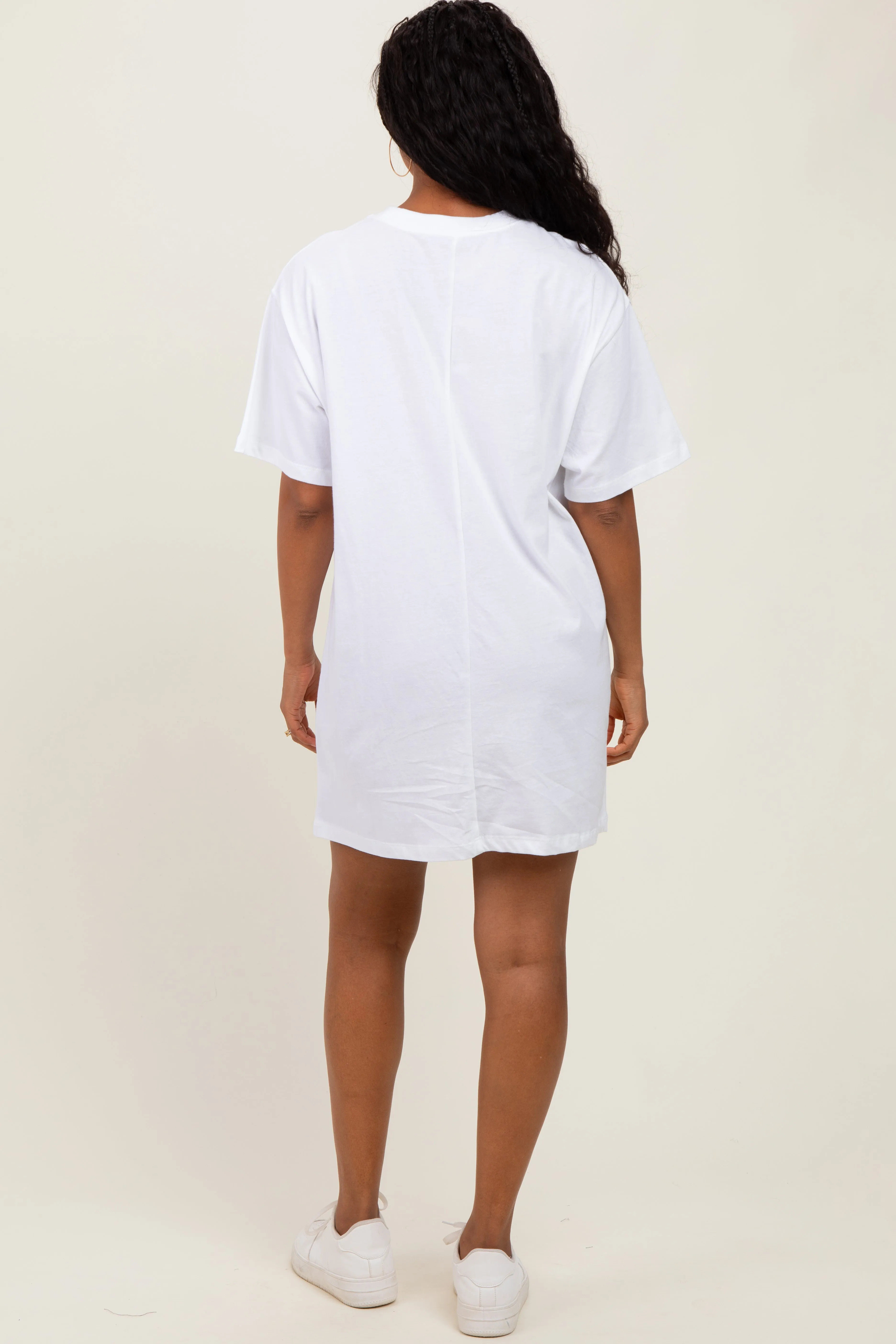 White Crewneck Short Sleeve T-Shirt Dress sold by Pinkblush product image thumbnail 3
