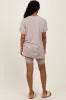 Beige Hi-Low Short Sleeve Tee Biker Short Set sold by Pinkblush