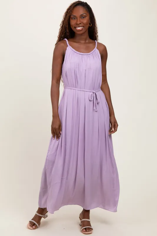 Lavender Braided Neckline Maxi Dress sold by Pinkblush