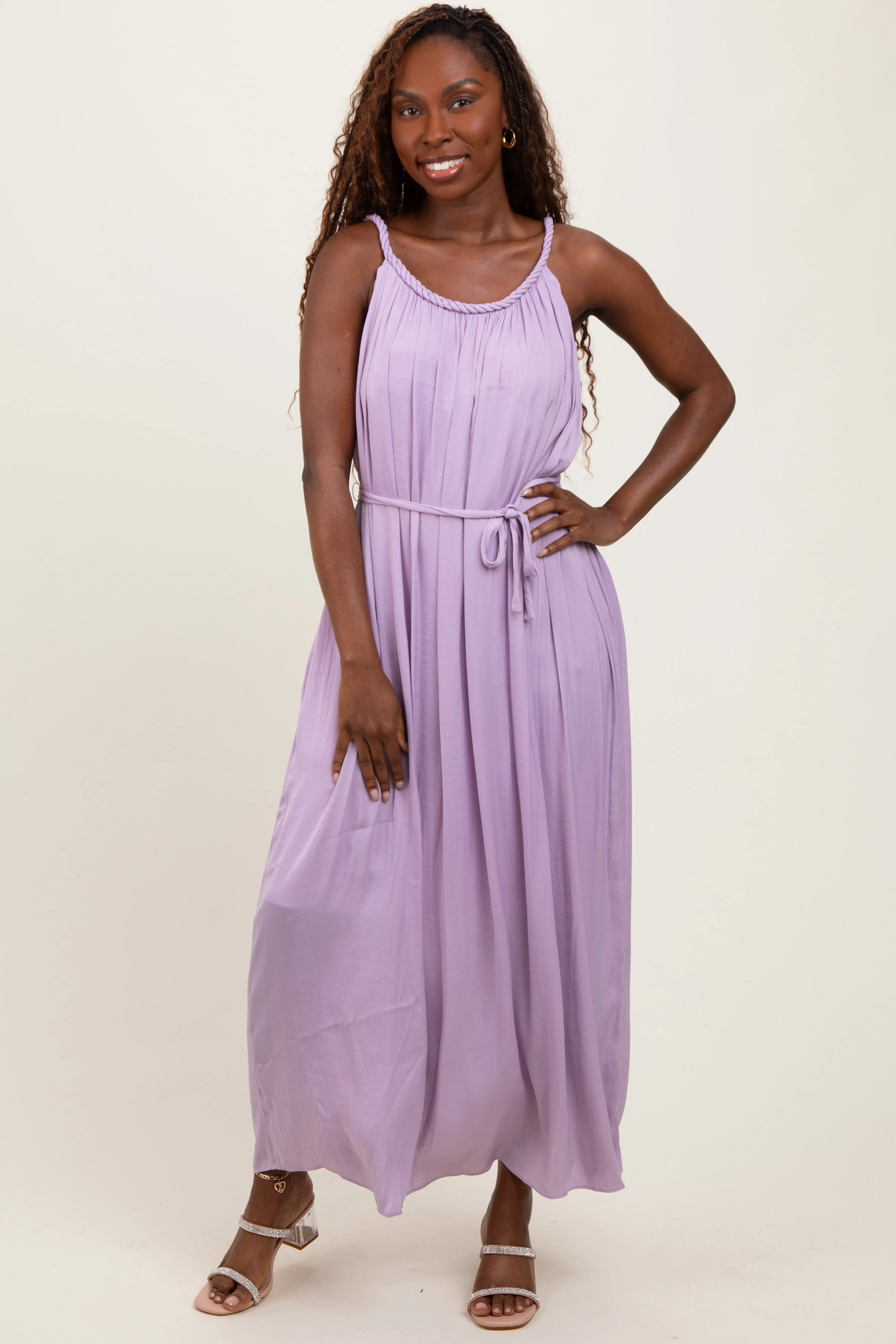 Lavender Braided Neckline Maxi Dress sold by Pinkblush product image thumbnail 2