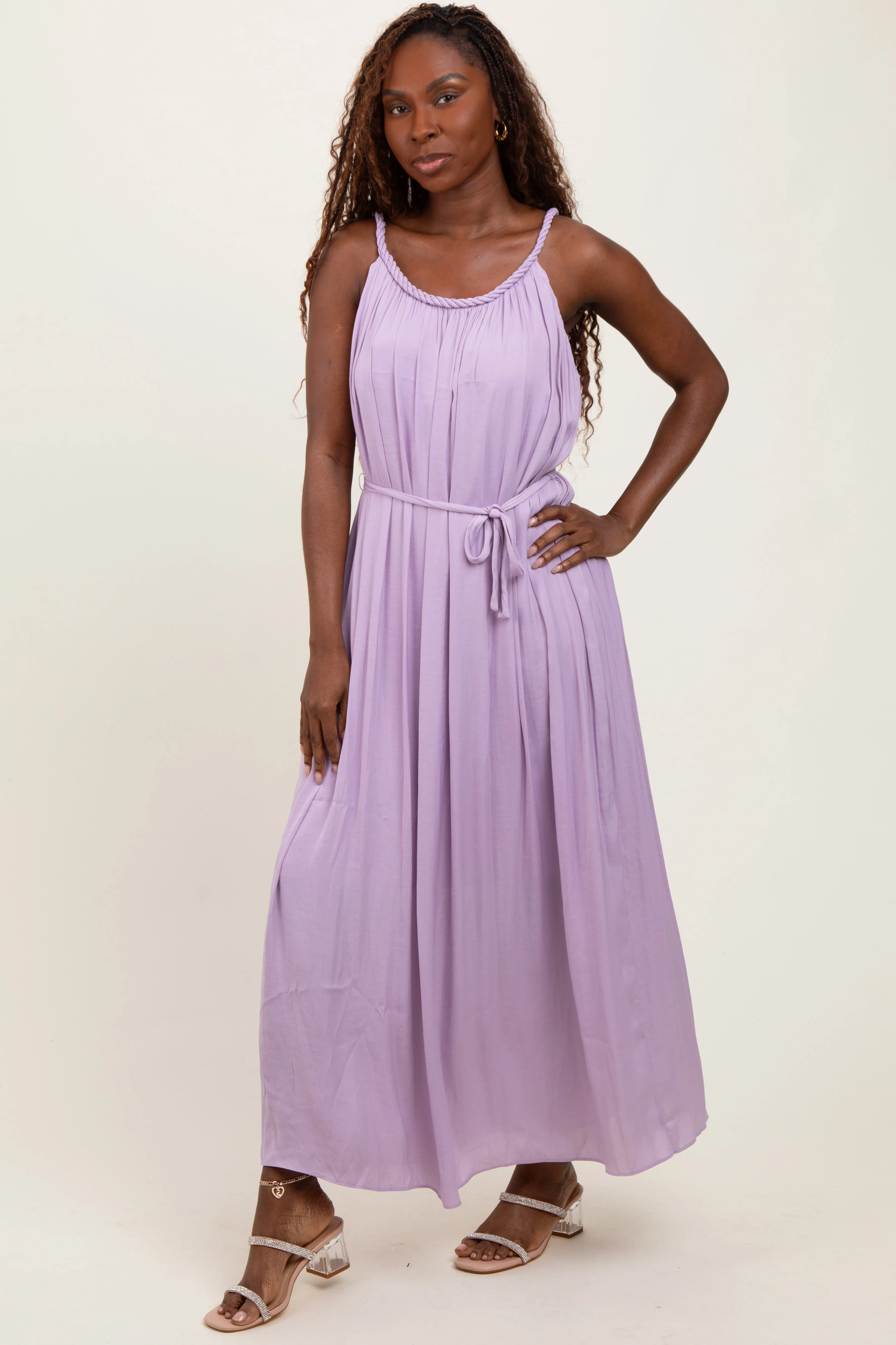 Lavender Braided Neckline Maxi Dress sold by Pinkblush product image thumbnail 3