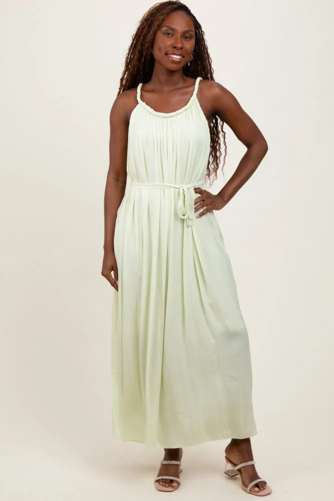 Light Mint Braided Neckline Maxi Dress sold by Pinkblush