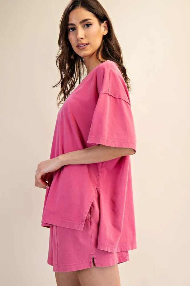 Fuchsia Washed Oversized Boxy Tee sold by Pinkblush product image thumbnail 2