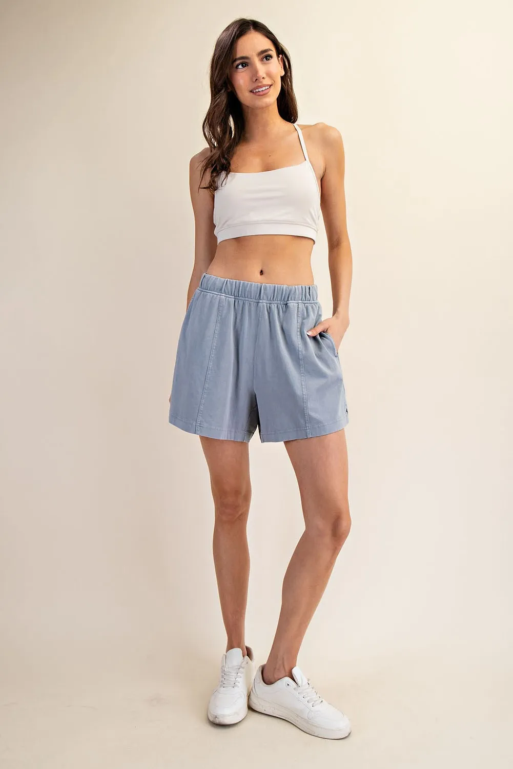 Blue Hidden Drawstring Shorts sold by Pinkblush