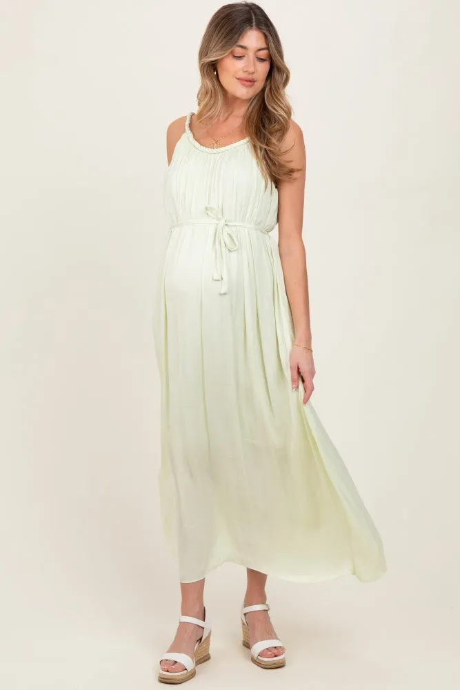 Light Mint Braided Neckline Maternity Maxi Dress sold by Pinkblush