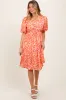 Pink Floral Button Down V-Neck Short Sleeve Dress sold by Pinkblush