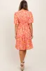 Pink Floral Button Down V-Neck Short Sleeve Dress sold by Pinkblush