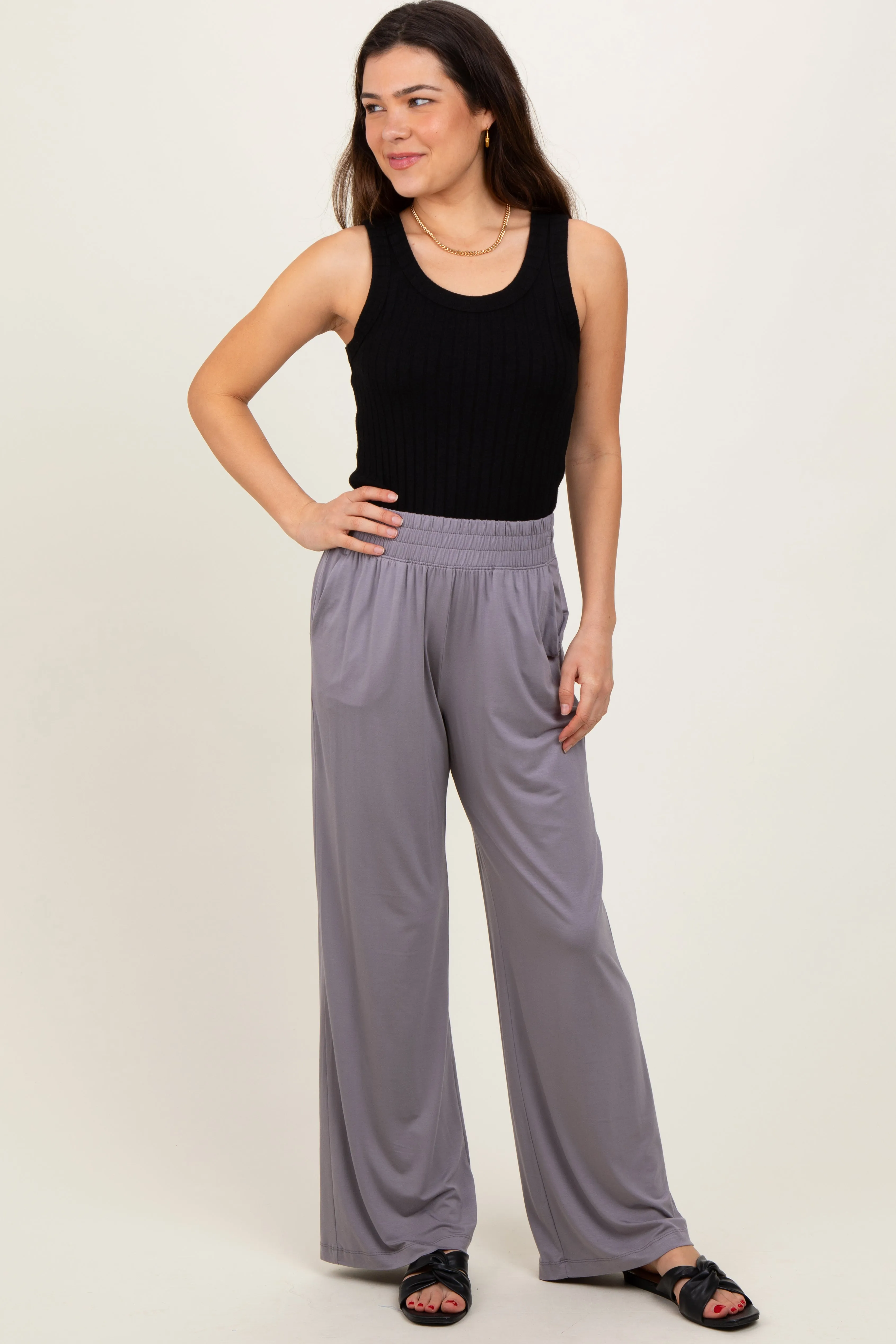 Mocha Basic Wide Leg Pocketed Pants sold by Pinkblush product image thumbnail 2