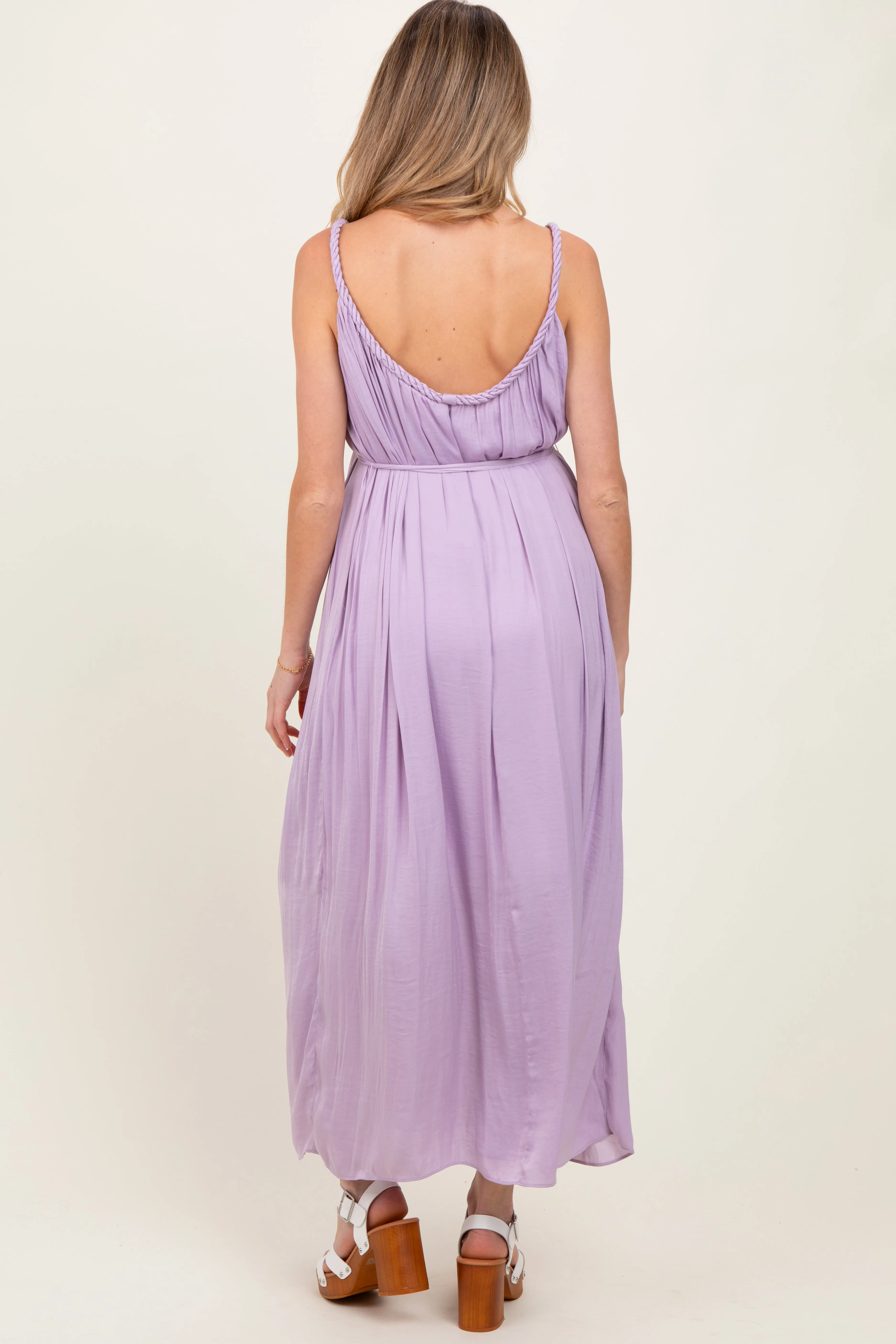 Lavender Braided Neckline Maternity Maxi Dress sold by Pinkblush product image thumbnail 2