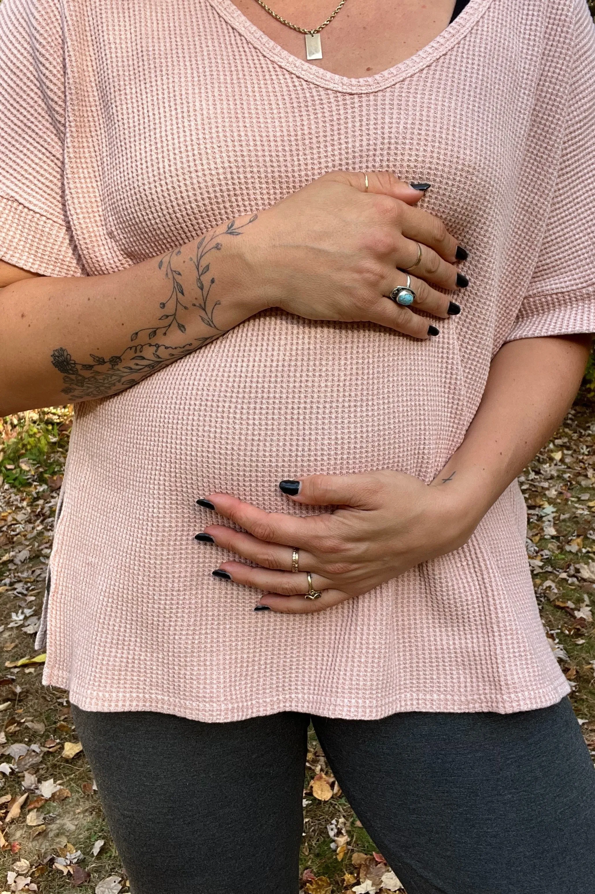 Mauve Waffle Knit V-Neck Maternity Top sold by Pinkblush product image thumbnail 5