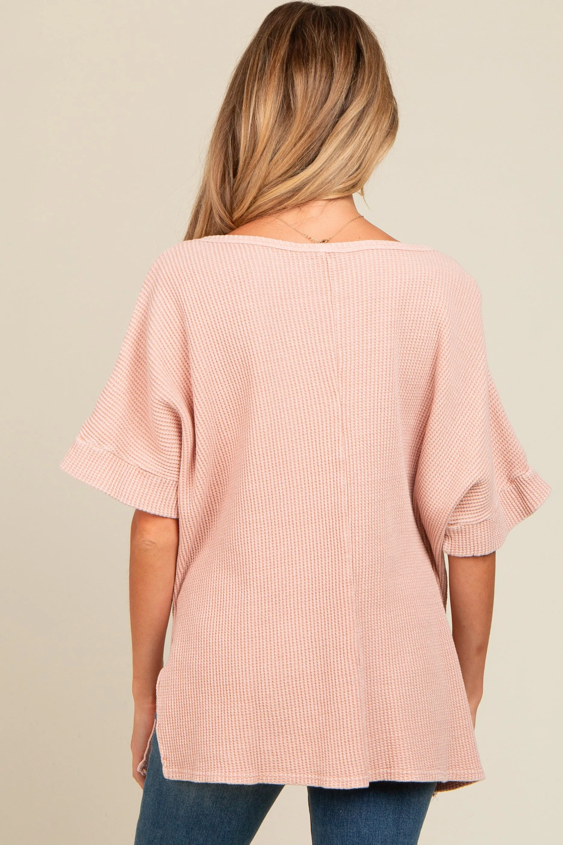 Mauve Waffle Knit V-Neck Maternity Top sold by Pinkblush product image thumbnail 3