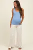Blue Ribbed Basic Maternity Tank Top sold by Pinkblush