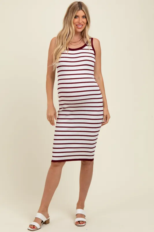 Wine Sleeveless Bodycon Maternity Midi Dress sold by Pinkblush