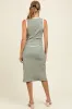 Deep Teal Striped Ribbed Knit Sleeveless Maternity Midi Dress sold by Pinkblush