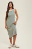 Deep Teal Striped Ribbed Knit Sleeveless Maternity Midi Dress sold by Pinkblush