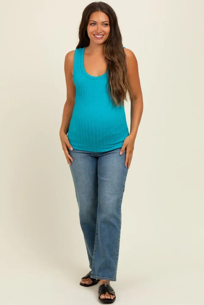 Turquoise Textured Maternity Tank Top sold by Pinkblush product image thumbnail 2
