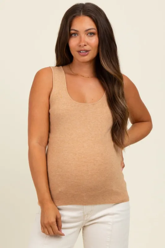 Camel Knit Maternity Tank Top sold by Pinkblush